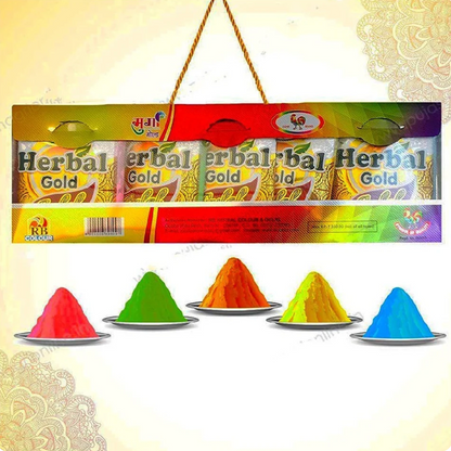 Cock Gold Herbal gulal Pack of 5(350g) certified NON-TOXIC